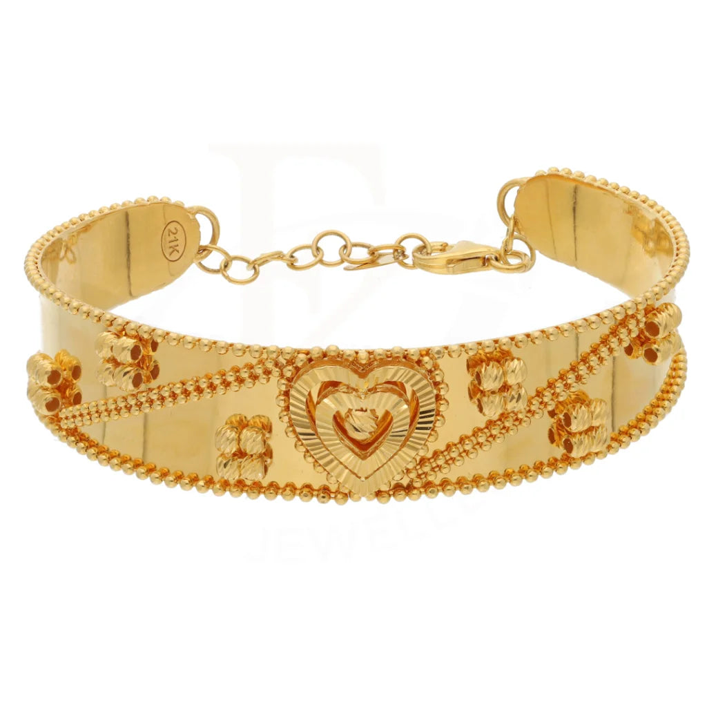 Gold Heart Design Bangle Set (Bangle And Ring) 21Kt - Fkjset21Km8683 Pendant Sets