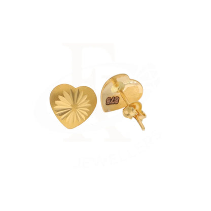 Gold Heart Design Stud Earrings 21Kt - Fkjern21Km8482