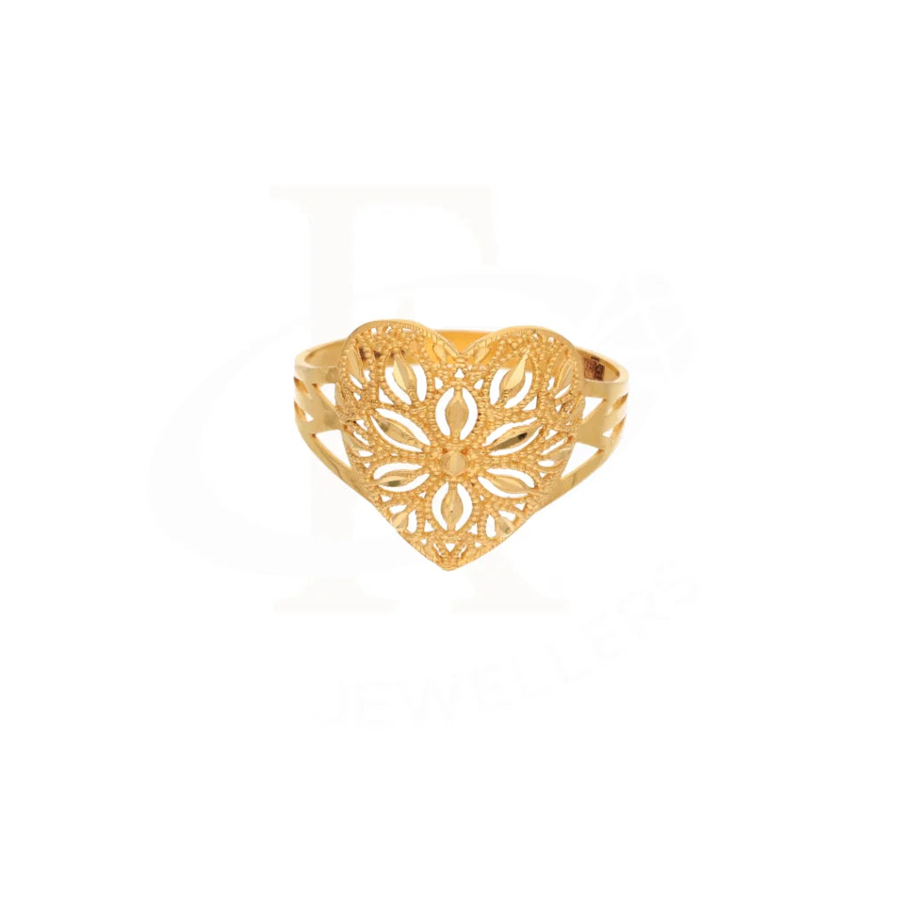 Gold Heart Flora Design Ring 21Kt - Fkjrn21Km8546 Rings