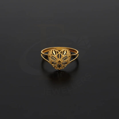 Gold Heart Floral Design Ring 21Kt - Fkjrn21Km8553 Rings