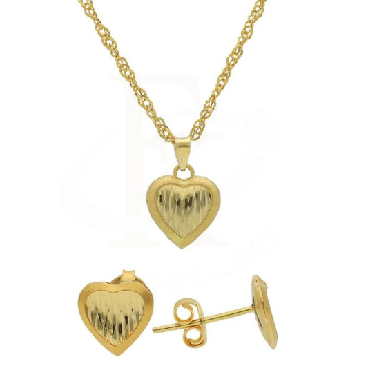 Gold Heart Pendant Set (Necklace And Earrings) 18Kt - Fkjnklst1713 Sets