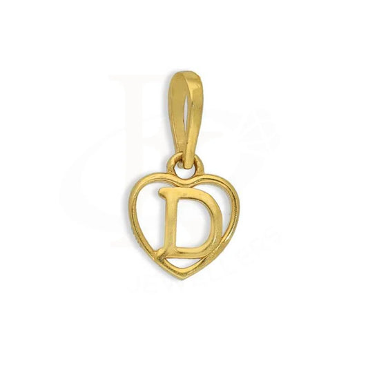 Gold Heart Shaped Alphabet Pendant 22Kt - Fkjpnd22K2735 D / 0.680 Grams Pendants