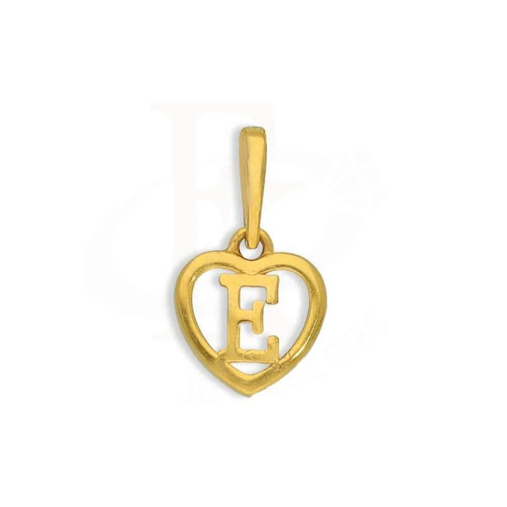 Gold Heart Shaped Alphabet Pendant 22Kt - Fkjpnd22K2735 E / 0.710 Grams Pendants