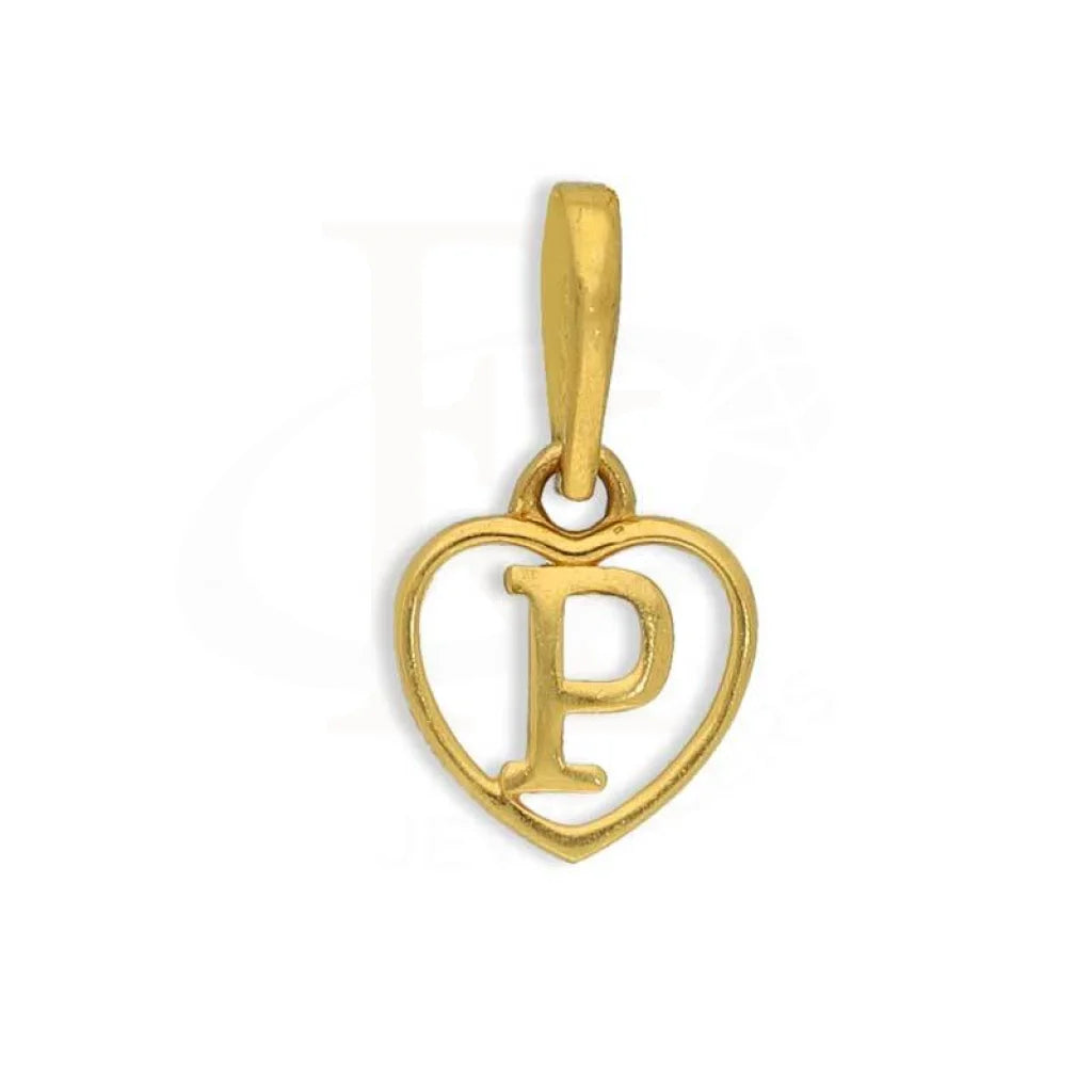 Gold Heart Shaped Alphabet Pendant 22Kt - Fkjpnd22K2735 P / 0.660 Grams Pendants