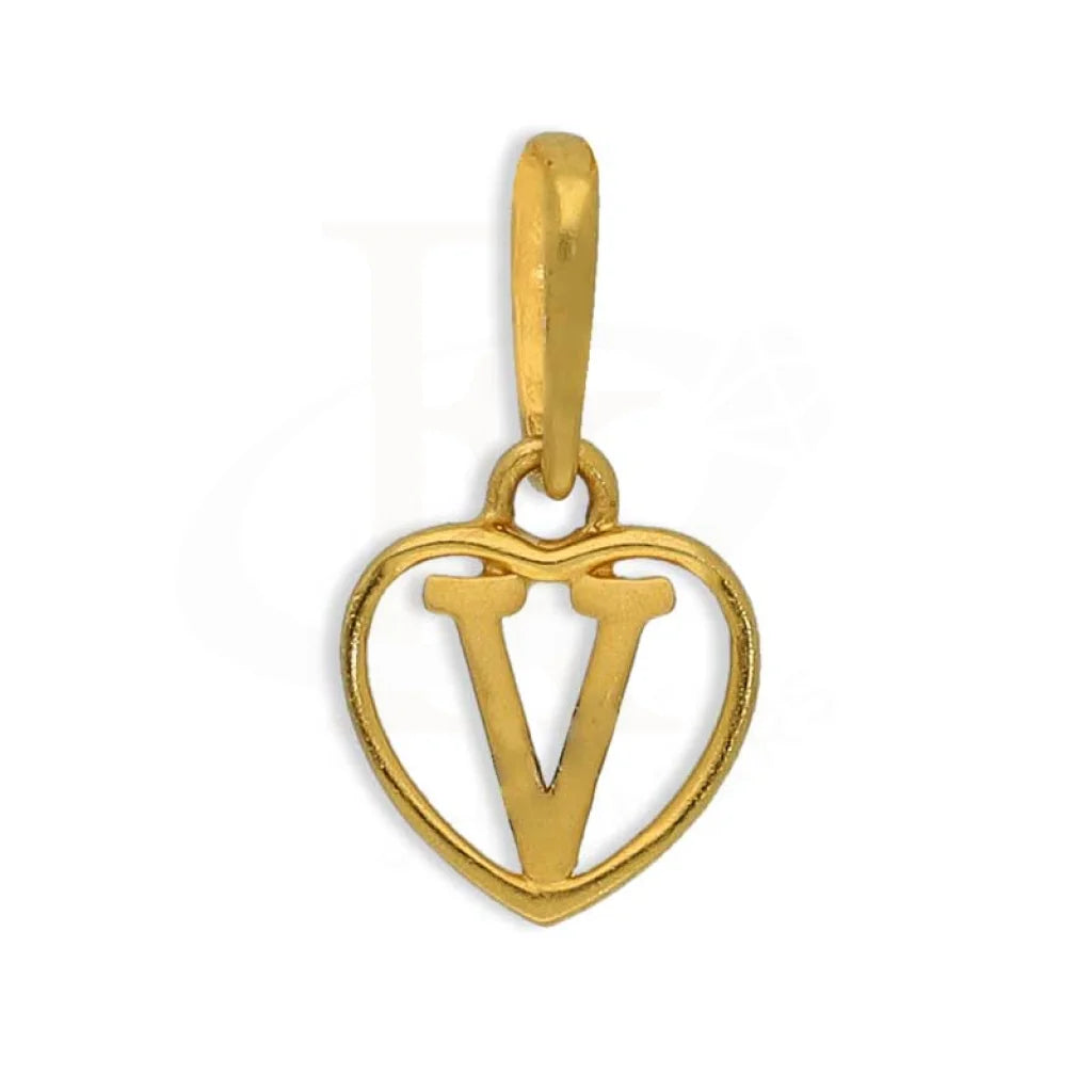 Gold Heart Shaped Alphabet Pendant 22Kt - Fkjpnd22K2735 V / 0.610 Grams Pendants