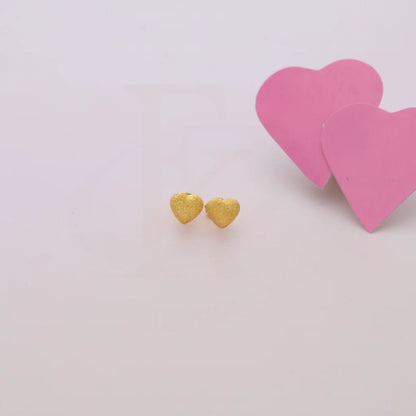 Gold Heart Shaped Earring 21Kt - Fkjern21Km8369 Earrings