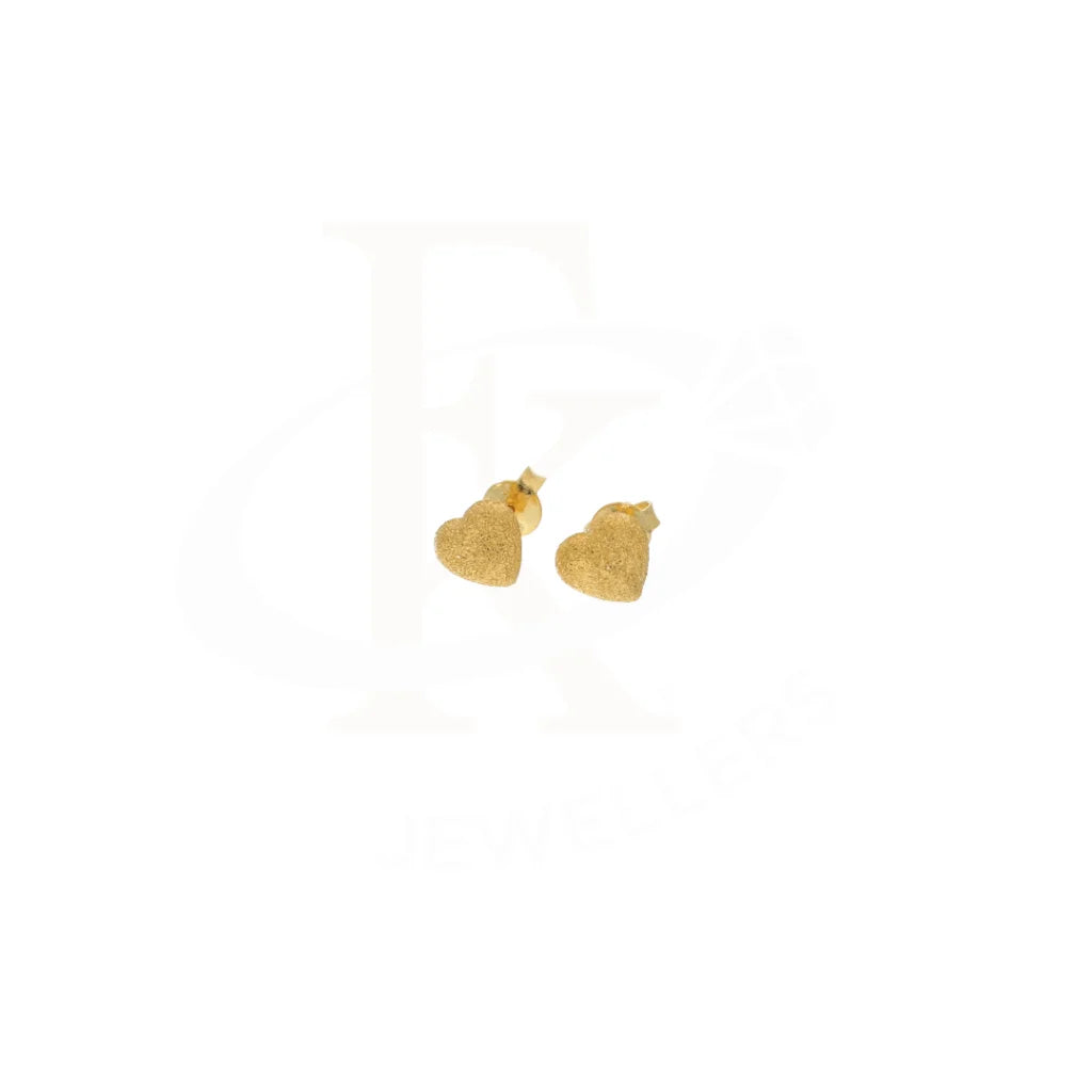 Gold Heart Shaped Earring 21Kt - Fkjern21Km8369 Earrings