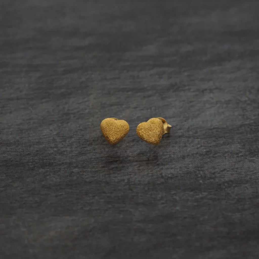 Gold Heart Shaped Earring 21Kt - Fkjern21Km8369 Earrings