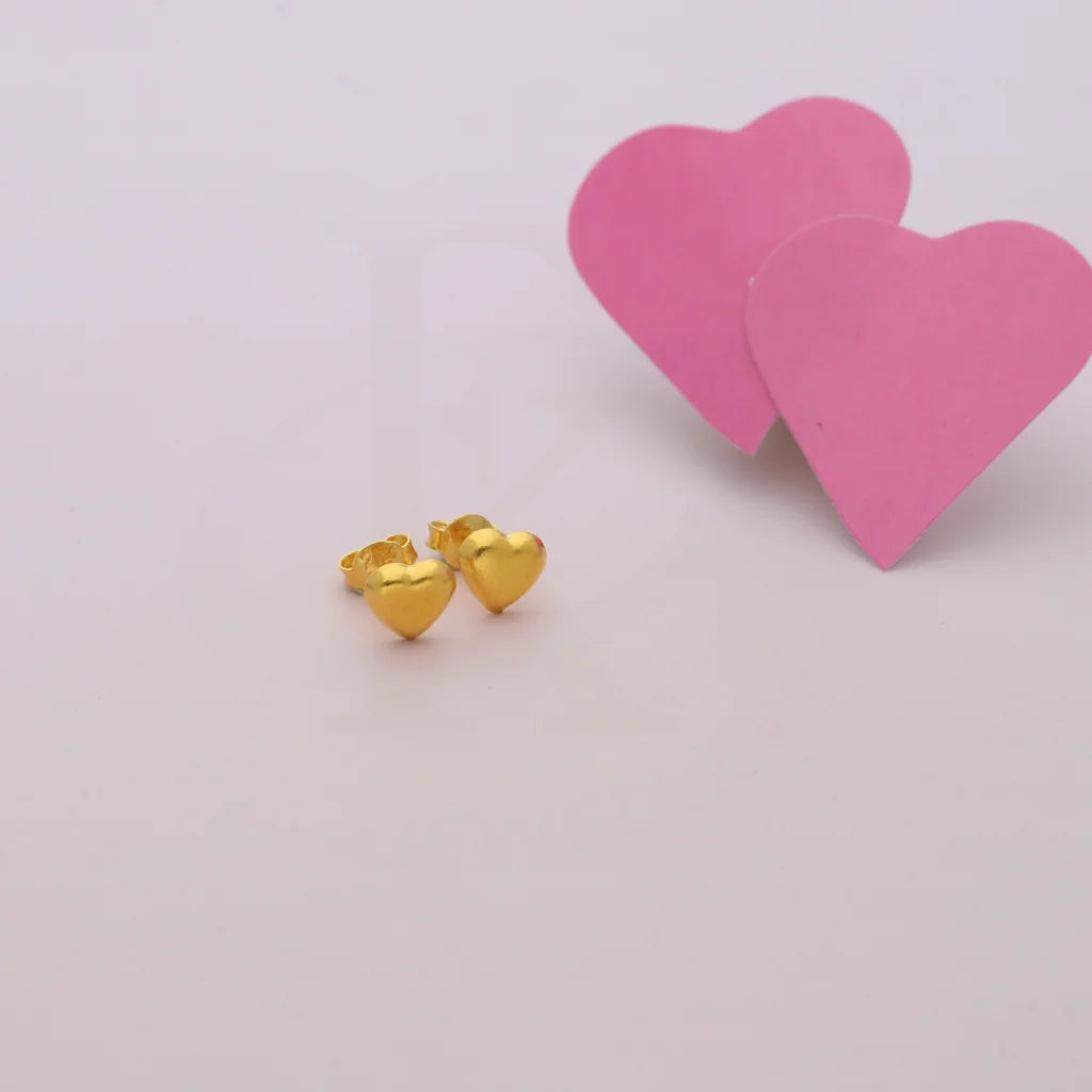 Gold Heart Shaped Earring 21Kt - Fkjern21Km8370 Earrings