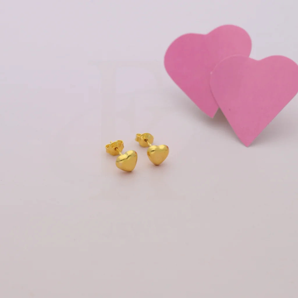 Gold Heart Shaped Earring 21Kt - Fkjern21Km8371 Earrings