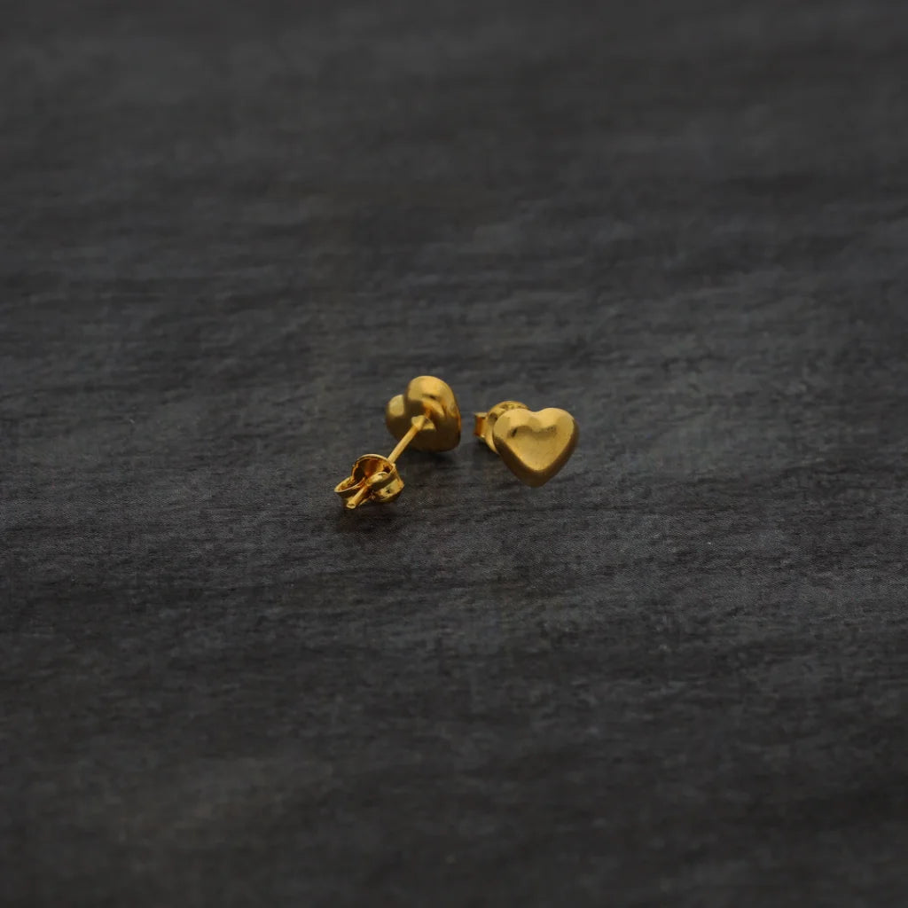 Gold Heart Shaped Earring 21Kt - Fkjern21Km8371 Earrings