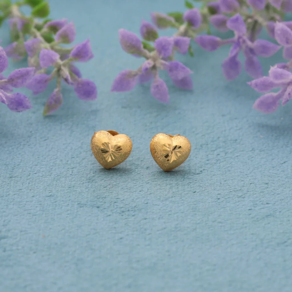 Gold Heart Shaped Earrings 18Kt - Fkjern18K8237