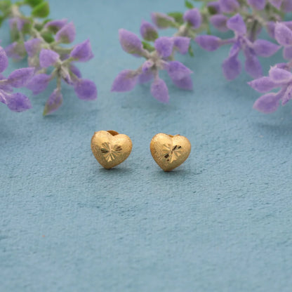 Gold Heart Shaped Earrings 18Kt - Fkjern18K8237