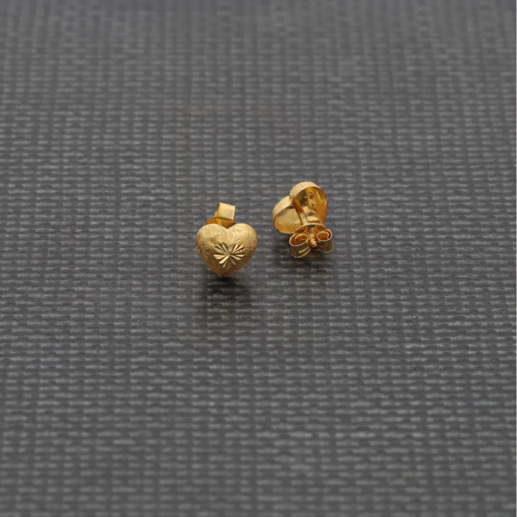 Gold Heart Shaped Earrings 18Kt - Fkjern18K8237