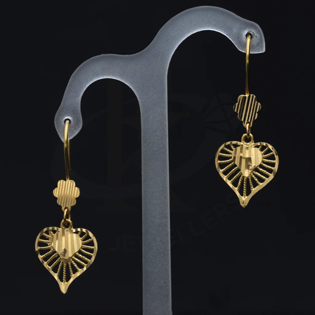 Gold Heart Shaped Earrings 21Kt - Fkjern21K7759