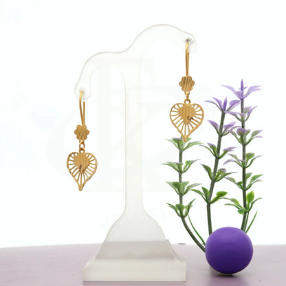 Gold Heart Shaped Earrings 21Kt - Fkjern21K7759