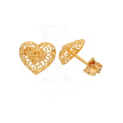 Gold Heart Shaped Earrings 21Kt - Fkjern21Km8492