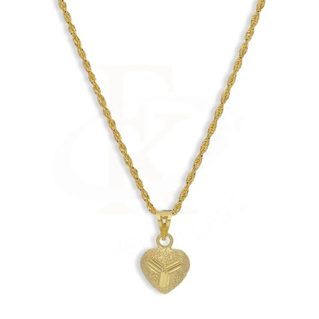 Gold Heart Shaped Pendant Set (Necklace And Earrings) 18Kt - Fkjnklst18K2442 Sets