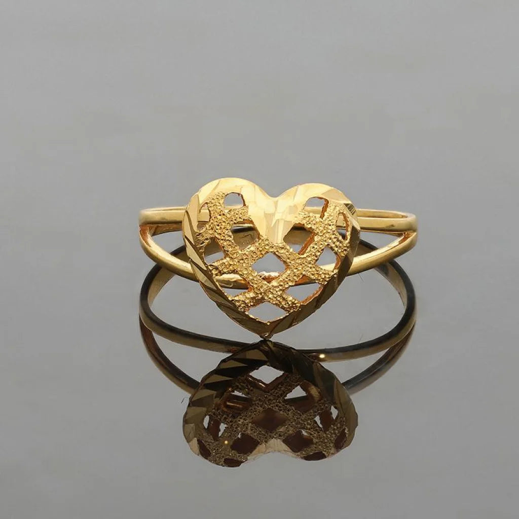 Gold Heart Shaped Ring 21Kt - Fkjrn21K2611 Rings