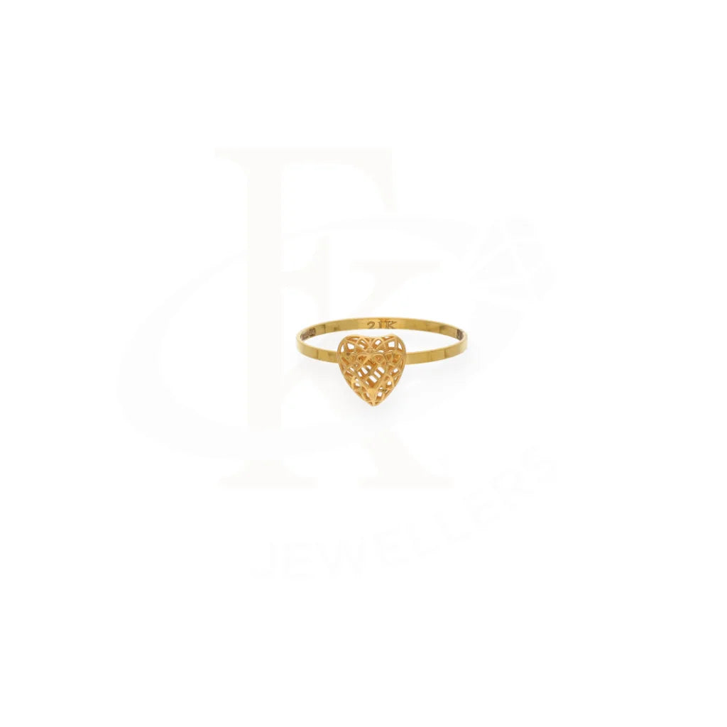 Gold Heart Shaped Ring 21Kt - Fkjrn21Km7986 Rings