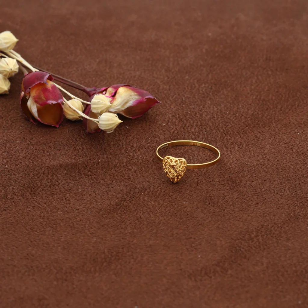 Gold Heart Shaped Ring 21Kt - Fkjrn21Km7986 Rings