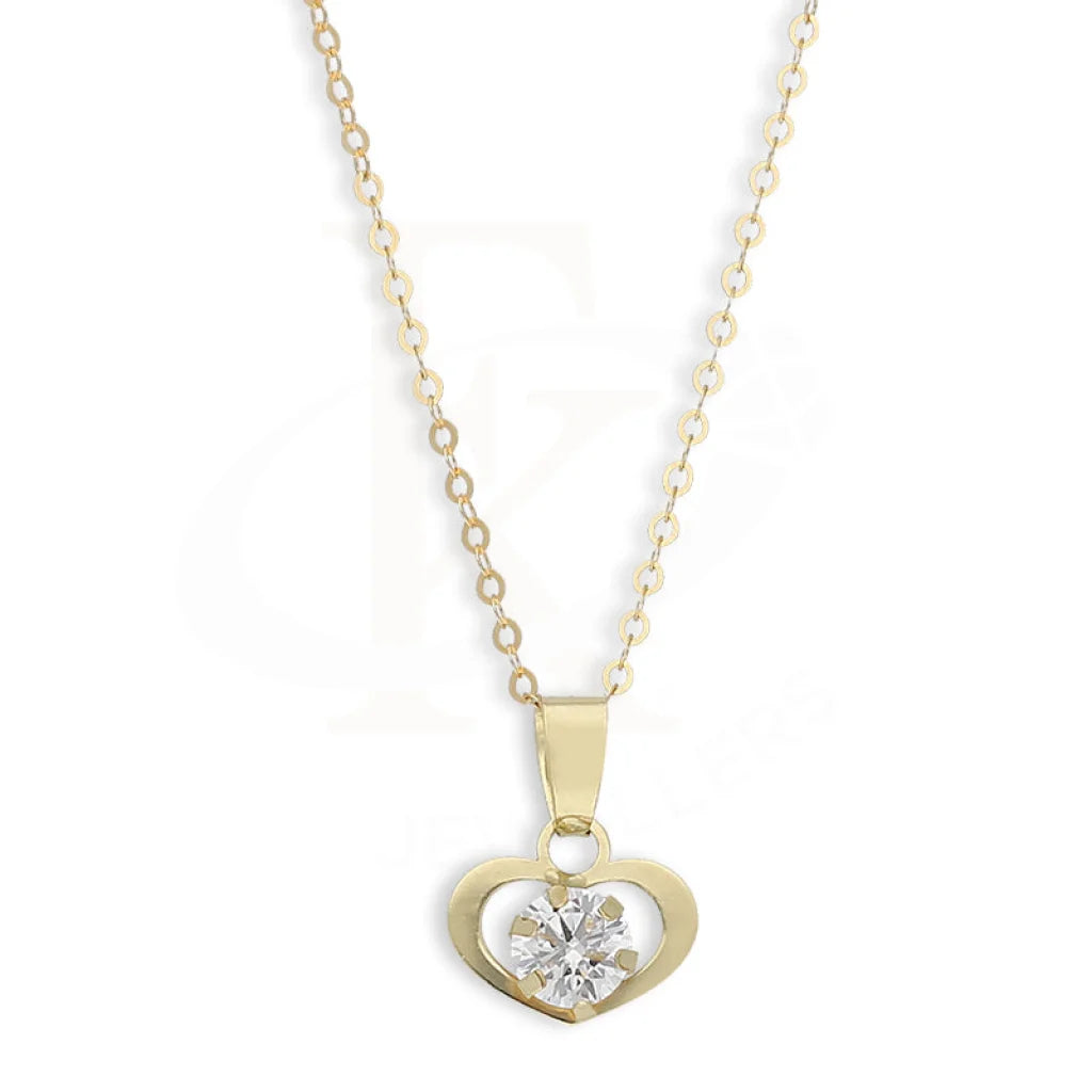 Gold Heart Shaped Solitaire Pendant Set (Necklace And Earrings) 18Kt - Fkjnklst18K5583 Sets