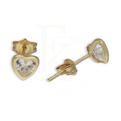 Gold Heart Shaped Solitaire Stud Earrings 18Kt - Fkjern18K5573