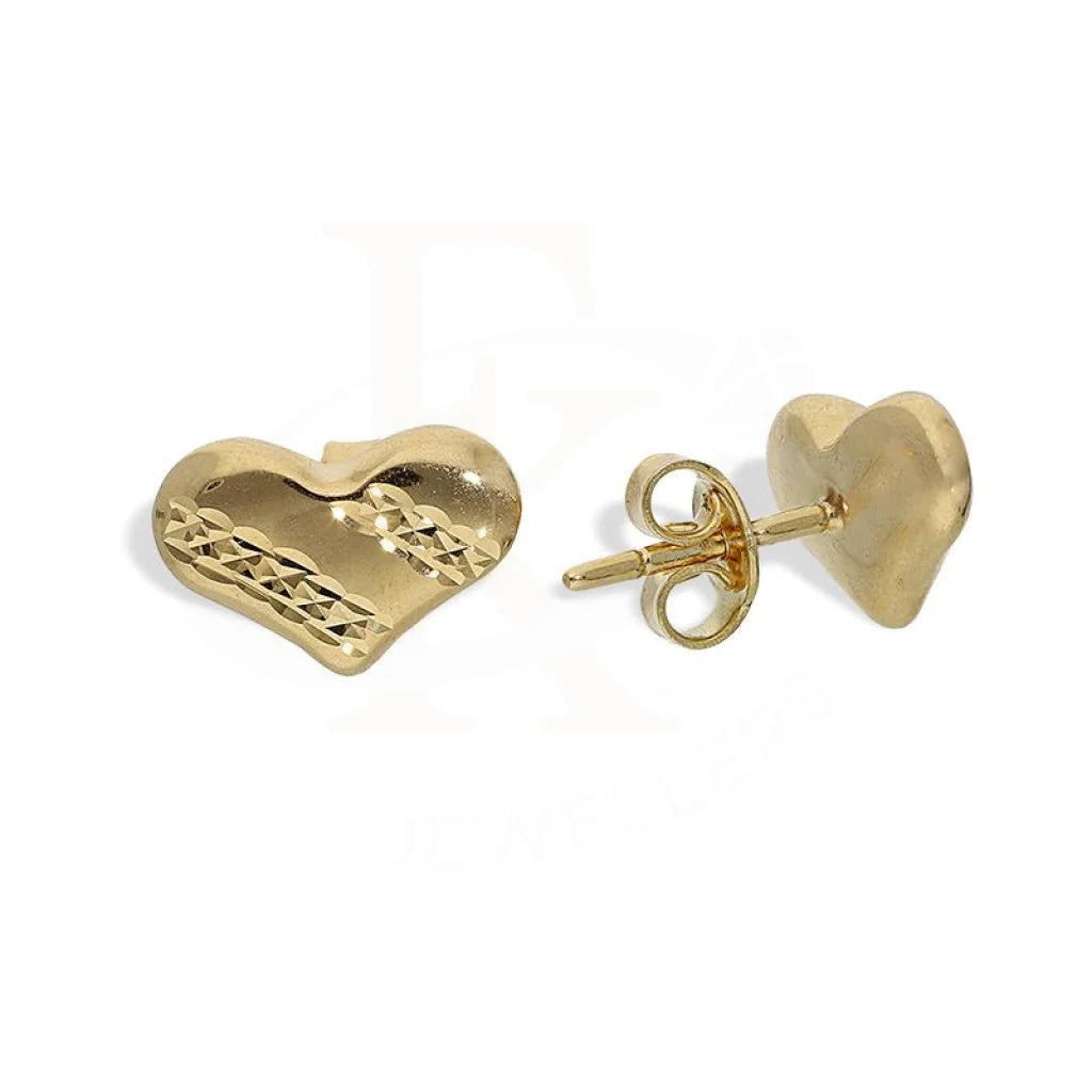 Gold Heart Shaped Stud Earrings 18Kt - Fkjern18K2205