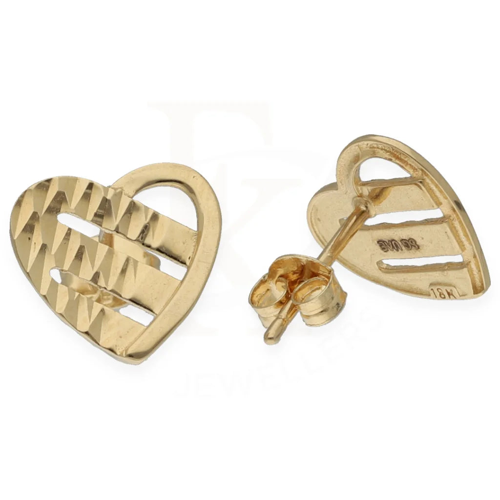 Gold Heart Shaped Stud Earrings 18Kt - Fkjern18K7346