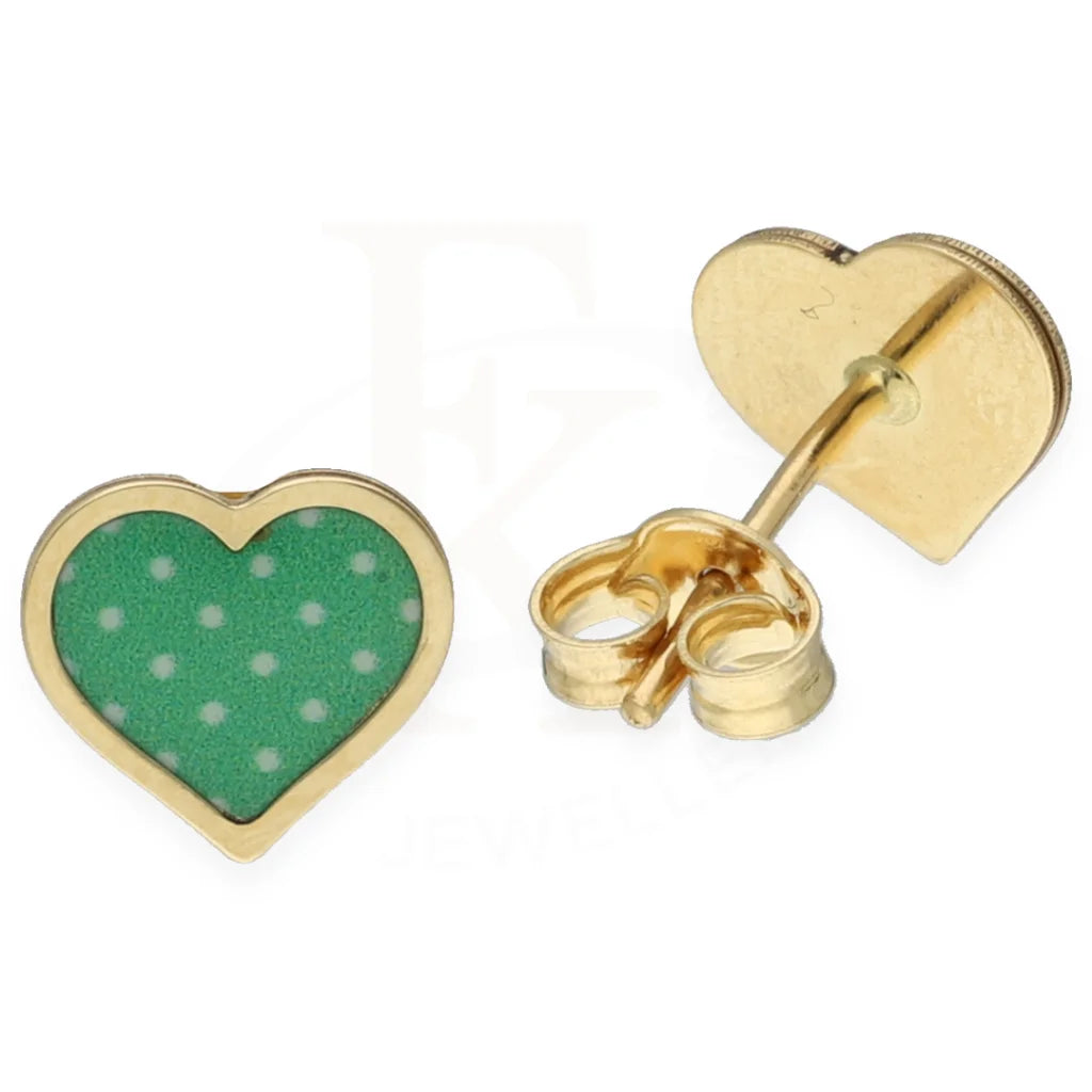 Gold Heart Shaped Stud Earrings 18Kt - Fkjern18K7347