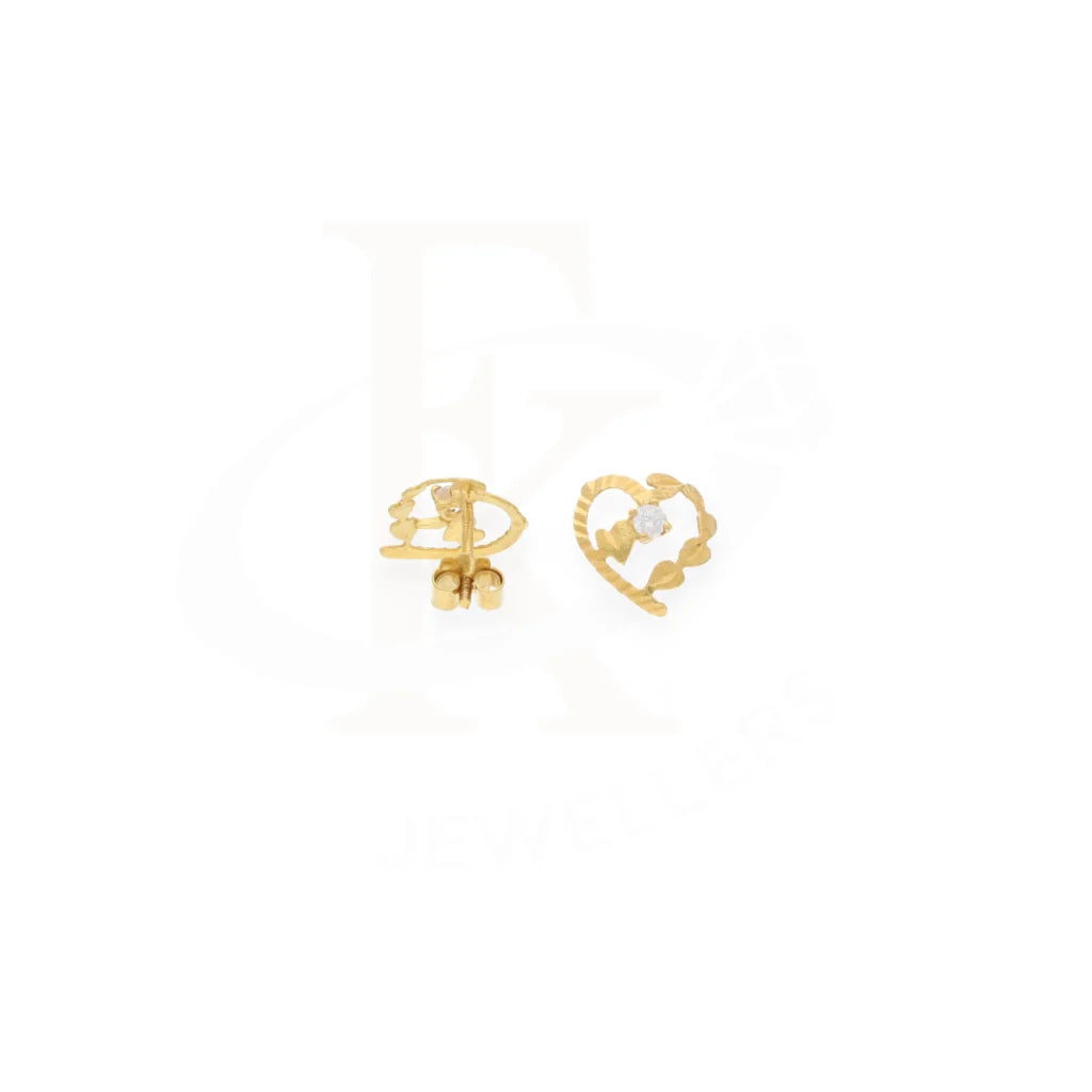 Gold Heart Shaped Stud Earrings 18Kt - Fkjern18K7833