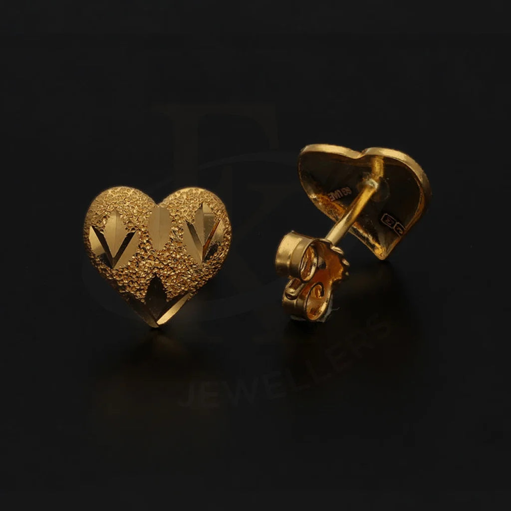 Gold Heart Shaped Stud Earrings 22Kt - Fkjern22K3134