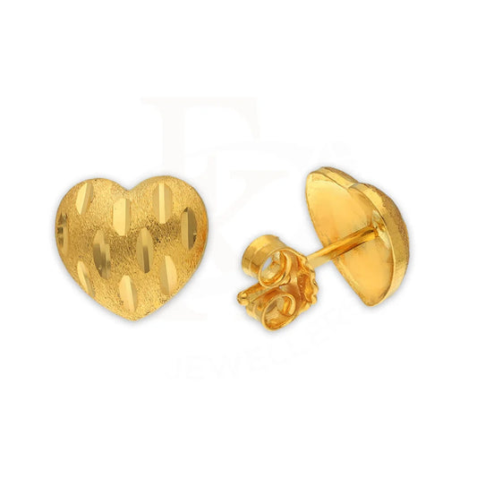 Gold Heart Shaped Stud Earrings 22Kt - Fkjern22K3135