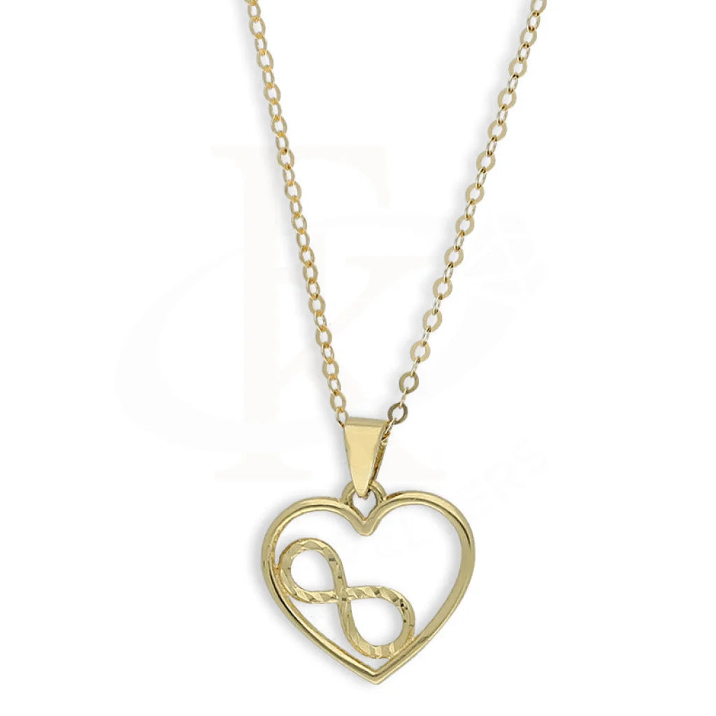 Gold Heart Shaped With Infinity Pendant Set (Necklace And Earrings) 18Kt - Fkjnklst18K5557 Sets