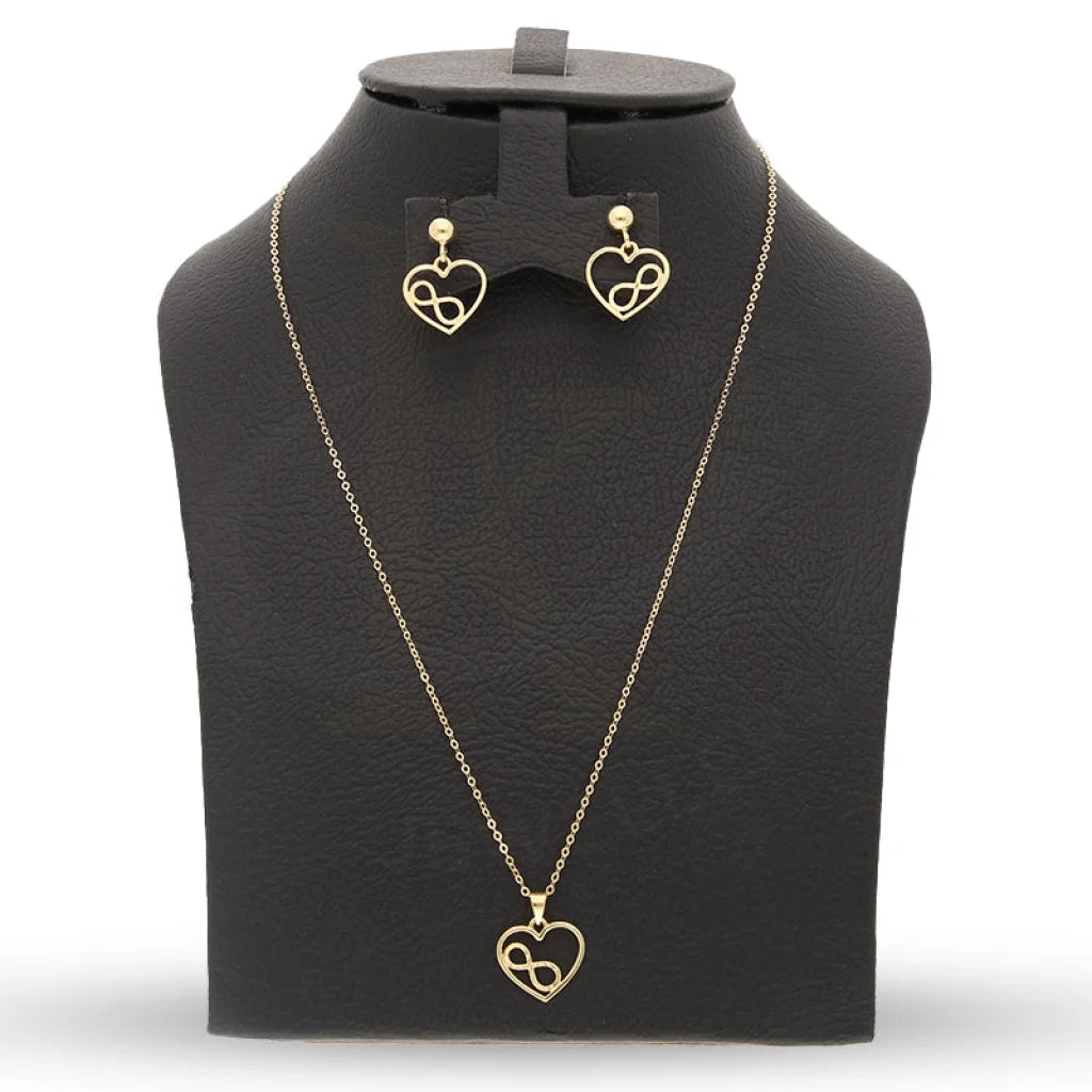 Gold Heart Shaped With Infinity Pendant Set (Necklace And Earrings) 18Kt - Fkjnklst18K5557 Sets