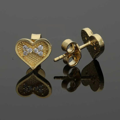 Gold Heart Stud Earrings 18Kt - Fkjern18K2654