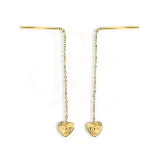 Gold Heart Tic Tac Drop Earrings 18Kt - Fkjern18K3104