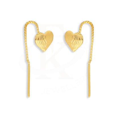 Gold Heart Tic-Tac Drop Earrings 22Kt - Fkjern22K5080
