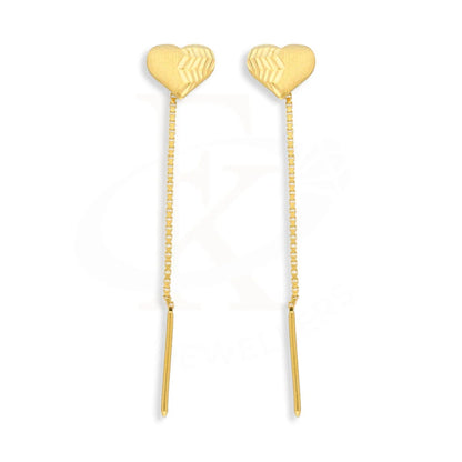 Gold Heart Tic-Tac Drop Earrings 22Kt - Fkjern22K5080