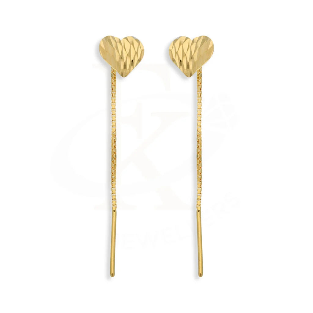 Gold Heart Tic-Tac Drop Earrings 22Kt - Fkjern22K5085