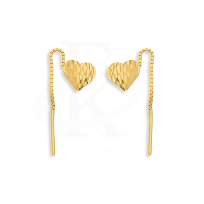 Gold Heart Tic-Tac Drop Earrings 22Kt - Fkjern22K5088