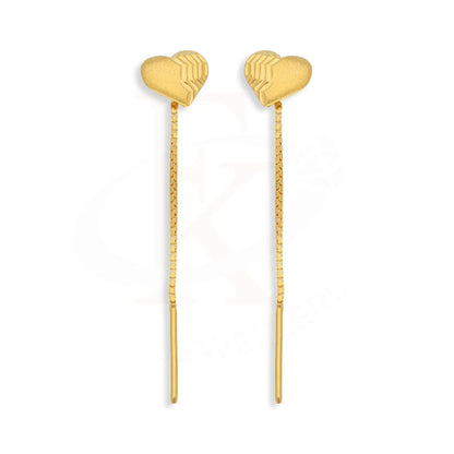 Gold Heart Tic-Tac Drop Earrings 22Kt - Fkjern22K5089