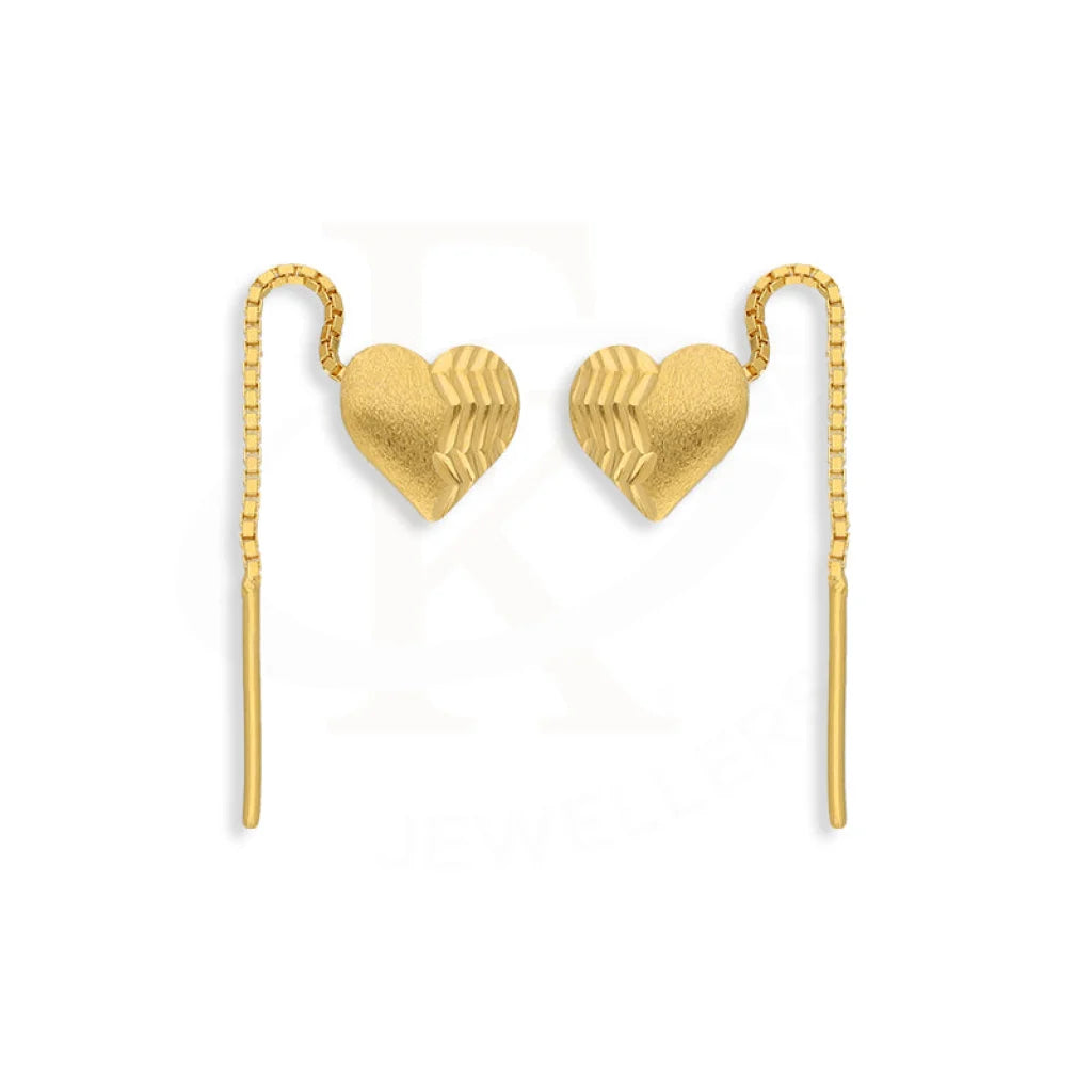 Gold Heart Tic-Tac Drop Earrings 22Kt - Fkjern22K5089