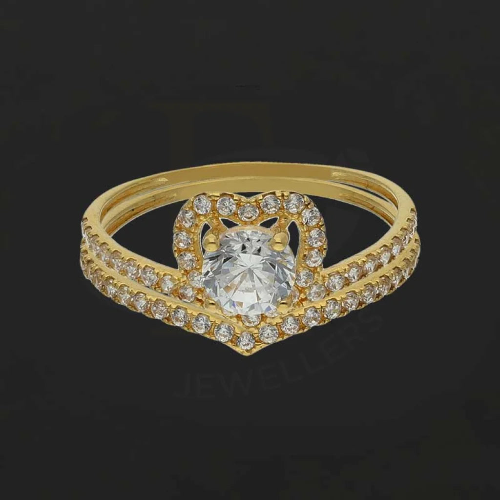 Gold Heart With Solitaire Twins Ring 18Kt - Fkjrn18K3780 Rings