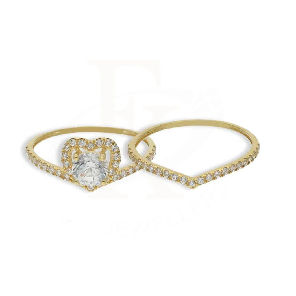 Gold Heart With Solitaire Twins Ring 18Kt - Fkjrn18K3780 Rings