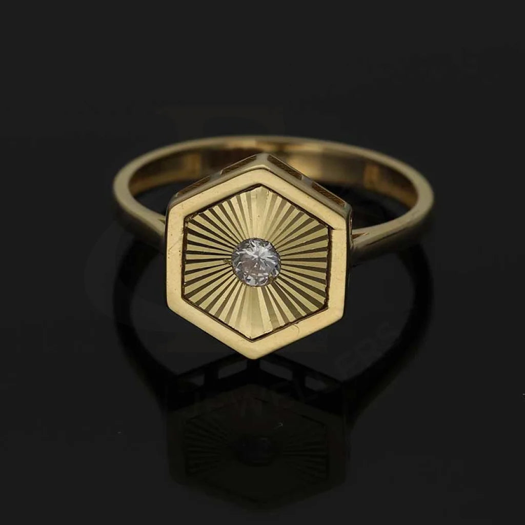 Gold Hexagon Shaped Ring 18Kt - Fkjrn18K3792 Rings