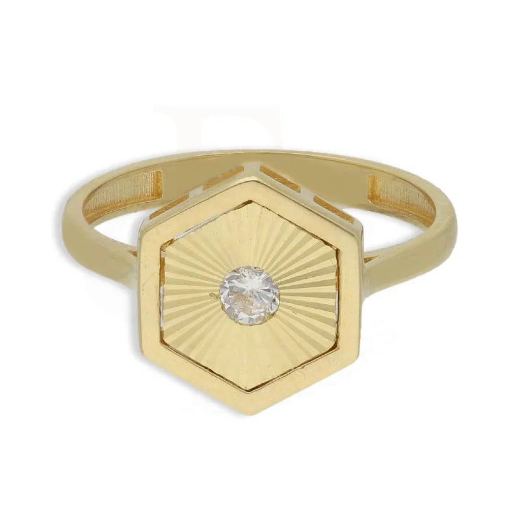 Gold Hexagon Shaped Ring 18Kt - Fkjrn18K3792 Rings