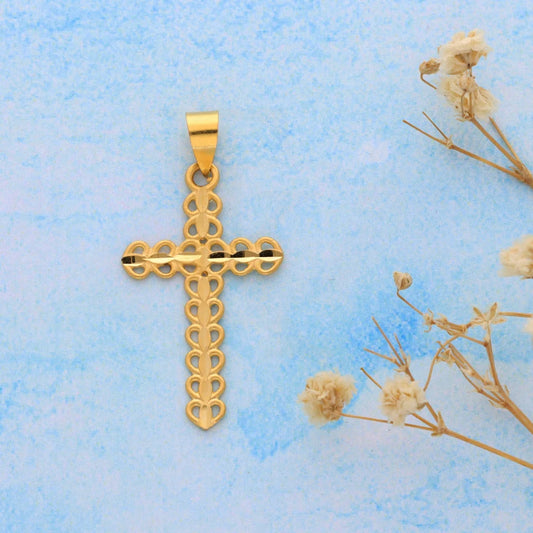 Gold Hollow Cross Shaped Pendant 21Kt - Fkjpnd21Km8542 Pendants