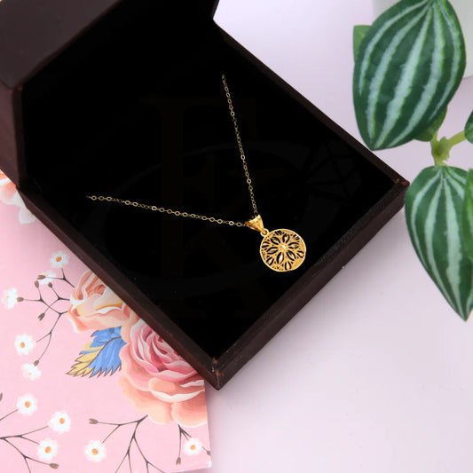 Gold Hollow Round Shaped Necklace 21Kt - Fkjnkl21Km8523 Necklaces