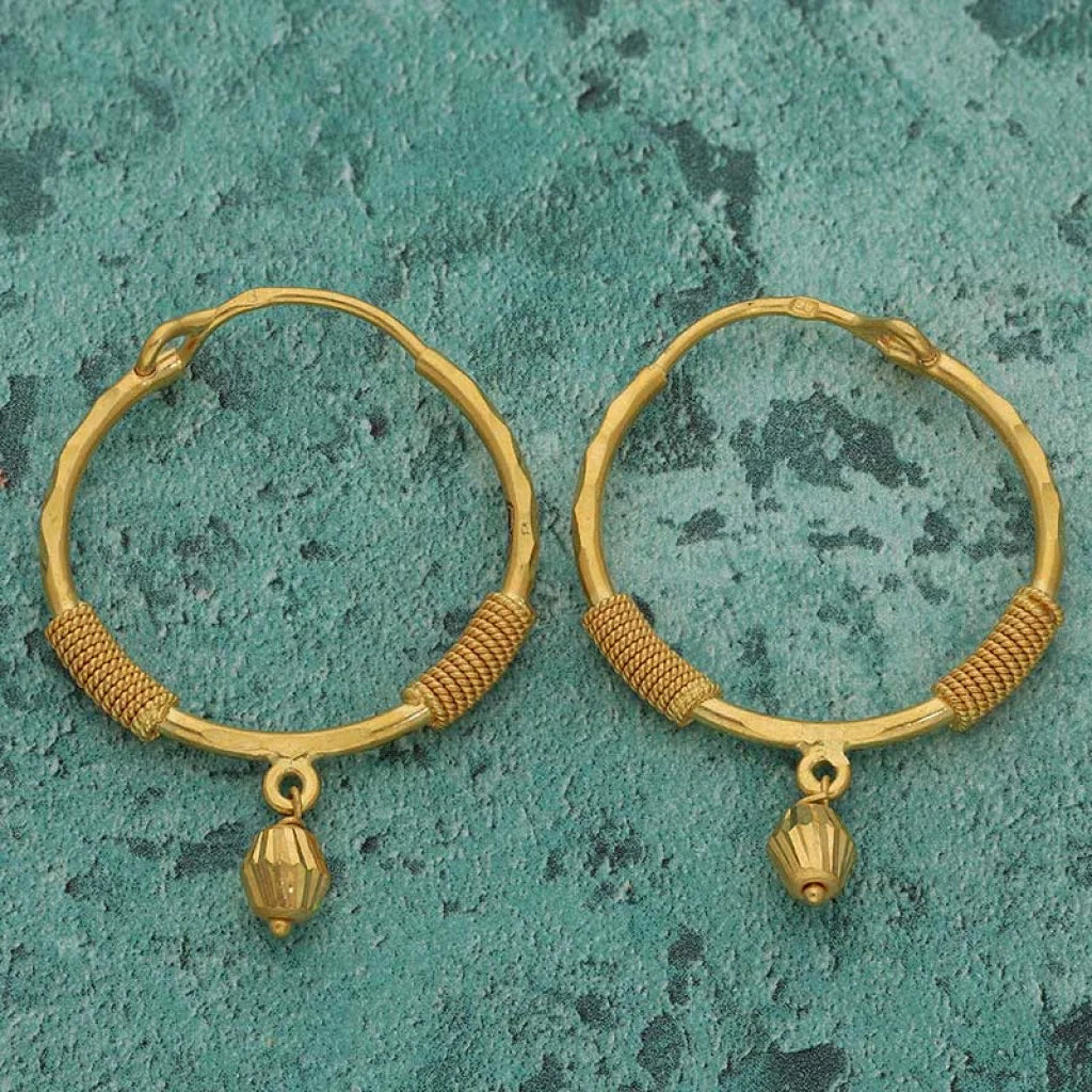 Gold Hoop Earrings 22Kt - Fkjern22K2696